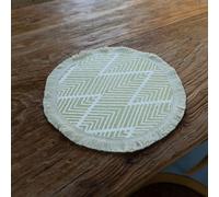 Tovaglietta Rotonda Con Motivo A Righe Ondulate Con Nappa Tovagliette All'americana In Cotone Poliestere Lavabile Resistente Al Calore Per Tavolo Da Pranzo, Verde Beige, 38 Cm,Giallo Beige,30 Cm