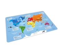 Tovaglietta stabile in vinile con effetto apprendimento, per bambini, lavabile, resistente agli strappi, non stinge (mappa del mondo)