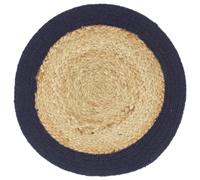 Tovagliette 4 pz Naturale e Blu Marino 38 cm in Juta e Cotone