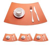 Tovagliette a cuneo per tavoli rotondi, confezione da 4/6/8, facili da pulire, in similpelle, per tavolo da pranzo da cucina, 19,6" x 12,9"(Arancia,Set of 4)