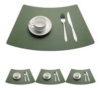 Tovagliette a cuneo per tavoli rotondi, confezione da 4/6/8, facili da pulire, in similpelle, per tavolo da pranzo da cucina, 19,6" x 12,9"(Army green,Set of 4)