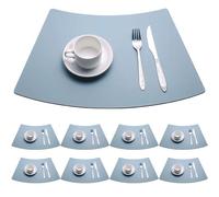 Tovagliette a cuneo per tavoli rotondi, confezione da 4/6/8, facili da pulire, in similpelle, per tavolo da pranzo da cucina, 19,6" x 12,9"(Light blue,Set of 8)