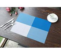 Tovagliette A Scacchi Blu Bianco Set 8 Pezzi PVC Tovagliette Americana lavabili Tavola Antiscivolo Tovaglietta Sotto piatti da tavola Resistente al Calore Facile Pulizia per Tavola,45x30cm