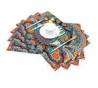 Tovagliette all'americana in PVC intrecciato con arte Hamsa ebraica, tovagliette antimacchia, resistenti al calore e all'olio, decorazioni per feste e riunioni in cucina.
