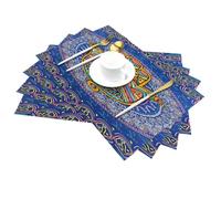 Tovagliette all'americana in PVC intrecciato con arte Hamsa ebraica, tovagliette antimacchia, resistenti al calore e all'olio, decorazioni per feste e riunioni in cucina.