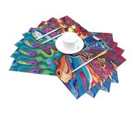 Tovagliette all'americana in PVC intrecciato con arte Hamsa ebraica, tovagliette antimacchia, resistenti al calore e all'olio, decorazioni per feste e riunioni in cucina.