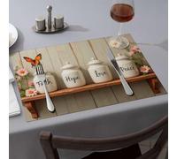 Tovagliette all'americana primaverili, barattoli di fede, speranza, amore e pace, tovagliette pasquali decorative per la tavola (4 pezzi)