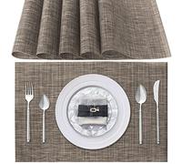 Tovagliette Americana Lavabili, Set di 6 Tovagliette Colazione in PVC, Antiscivolo, Resistenti al Calore, per Tavolo da Cucina (Marrone)