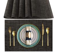 Tovagliette Americana Lavabili, Set di 6 Tovagliette Colazione in PVC, Antiscivolo, Resistenti al Calore, per Tavolo da Cucina (Marrone Scuro)