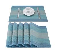 Tovagliette Americana Plastica Lavabili,Facile Pulizia PVC Tovagliette Colazione,Antiscivolo,Antimacchia,Resistenti al Calore,per Cucina Hotels Ristorante Set di 6 (Blu)