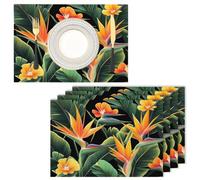 Tovagliette americane in Cotone e lino con Piante artistiche | 30 x 45 cm, set di 4 resistenti al calore, ideali per feste e uso quotidiano