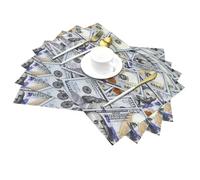 Tovagliette americane in PVC intrecciato a forma di banconote da cento dollari, tovagliette americane antimacchia, antiolio e resistenti al calore, decorazioni per il tavolo della cucina, per le feste