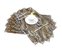 Tovagliette americane in PVC intrecciato con motivo leopardo e zebra di animali selvatici africani, tovagliette antimacchia, resistenti al calore e all'olio, decorazioni per feste e incontri da tavolo