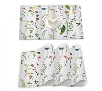 Tovagliette Americane Lavabili Plastica,Fiore dell'acquerello diversi tipi di fiori con erbe erbacce,Tovagliette Non-scivolose Resistenti al calore, Set da 4 Tovagliette per Tavolo da Cucina 30x45 cm