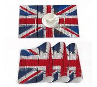 Tovagliette Americane Lavabili Plastica,Grunged Regno Unito Union Jack Flag,Tovagliette Non-scivolose Resistenti al calore, Set da 4 Tovagliette per Tavolo da Cucina 30x45 cm