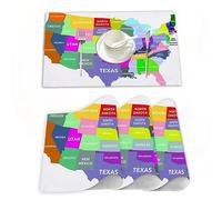 Tovagliette Americane Lavabili Plastica,Mappa degli Stati Uniti con gli Stati,Tovagliette Non-scivolose Resistenti al calore, Set da 4 Tovagliette per Tavolo da Cucina 30x45 cm