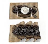 Tovagliette Americane Lavabili Plastica,Modello di cuore umano invecchiato in stile industriale Stemp,Tovagliette Non-scivolose Resistenti al calore, Set da 4 Tovagliette per Tavolo da Cucina 30x45 cm