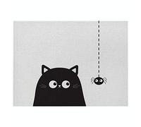 Tovagliette Americane Lavabili Ragno Gatto Nero Tovagliette Colazione Antiscivolo Resistenti al Calore Tovagliette per Tavolo da Cucina Tovagliette Americane Set di 2(45x30cm)