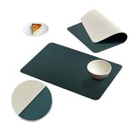 Tovagliette Americane Lavabili Tovaglietta americana bifacciale, tovaglietta da pranzo impermeabile, pratica for sala da pranzo, 2/4/10 pezzi(Dark green beige,2Pcs)