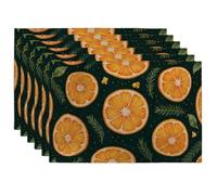 Tovagliette arancioni e agrumate, tovagliette rustiche botaniche per tavolo da pranzo, set di 6 tovagliette decorative antiscivolo, lavabili, per interni ed esterni, ideali per feste in cucina, perfe