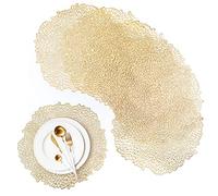 Tovagliette Colazione Oro all'Americana Lavabili Set di 6 Tovagliette PVCresistenti al calore,sporco e lavabili, ideali per la cucina e la tavola 38x38cm
