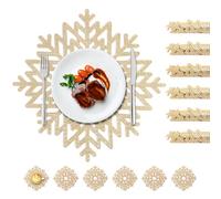 Tovagliette Colazione Oro all'Americana Lavabili Tovagliette 6 set di 12pcs PVC resistenti al calore,sporco e lavabili, ideali per la cucina e la tavola Tovaglietta