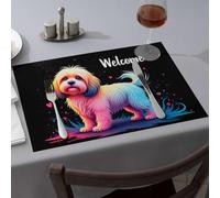 Tovagliette da tavola estive con scritta "Welcome To The Colorful World Of Dogs", decorazione per feste occidentali (1 pezzo)