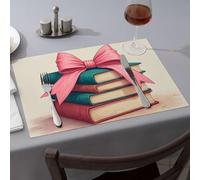 Tovagliette decorative per la casa, impilate di libri legate con un nastro rosa, tovagliette, tappetini in silicone per bancone della cucina (1 pezzo)