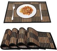Tovagliette di bambù per tavolo da pranzo, Tovagliette Set di 4, Stain-Resistant, Heat-Resistant Place Mats, Durable e Robust Dining Place Mats per tavolo da cucina (30 * 44cm, nero)