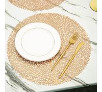 Tovagliette Dorate, 6 Pacchi Tovagliette Decorative Rotonde in PVC, Lavabili (Oro Rosa)