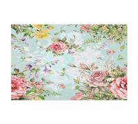 Tovagliette eleganti tovagliette con rose, resistenti al calore, antimacchia, lavabili, per cucina, tavolo da pranzo, tovagliette in vinile tessuto PVC (fiori floreali)