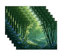 Tovagliette Foglie Bambù Dense, Set di 8 Tovagliette da Tavola Tranquilla Foresta Bambù Tovaglietta Americane Resistenti al Calore perper Cucina, Tavolo da Pranzo, Feste, 30 x 45 cm, Verde Smeraldo