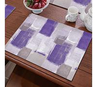 Tovagliette Geometria Viola Set 4 Pezzi Lino Tovagliette Americana lavabili Tavola Antiscivolo Tovaglietta Sotto piatti da tavola Resistente al Calore Facile Pulizia per Tavola,45x30cm