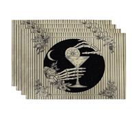 Tovagliette gotiche nere e dorate, eleganti tovagliette vintage per feste di Halloween, antiscivolo, lavabili, per interni ed esterni, set da 4