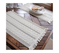 Tovagliette in cotone e lino, tovagliette lavabili, termoisolanti e antiscivolo, decorazione per tavoli da festa e matrimonio,Bianco,30X50cm 2 pezzi