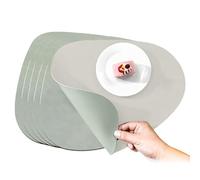 Tovagliette in Pelle,WideSmart Set di 6 Tovagliette Rotonde in Pelle PU,Tovaglietta Americana,Bifacciale Antiscivolo Impermeabile,Resistenti al Calore per Tavolo da Cucina e Ristoranti