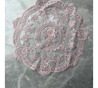 Tovagliette in pizzo, 4 pezzi, 33 x 33 cm, stile retrò, europeo, tovaglietta rotonda in pizzo, ricamata, decorazione, scenografia, rosa, marrone