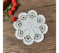 Tovagliette in pizzo per tavolo da pranzo, 4 pezzi, rotonde, vintage, con fiori, tovaglietta, tovaglietta, tovaglietta da caffè, banchetto, decorazione per la casa e l'esterno, bianco