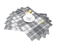 Tovagliette in PVC lavabili, set da 4 pezzi, antiscivolo, resistenti al calore, con motivo a reticolo grigio, tovagliette decorative per ristoranti, per interni ed esterni, feste di nozze