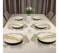 Tovagliette in vinile con elegante opera d'arte floreale oro set da 6 per uso ta