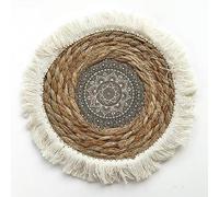 Tovagliette intrecciate, 25-35cm Round Boho With Tassels Placemats Hand-Woven Placemats Water Hyacinth Placemats(5,35cm With Tassels)