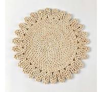 Tovagliette intrecciate, 30/33cm Flower shaped Woven Placemats, Natural Placemats, Straw Braided Rattan Placemats(Flower2,30cm)