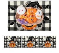 Tovagliette per Halloween, set da 4 pezzi, lavabili in lavatrice, antiscivolo, per la fattoria, 45 x 30 cm, tappetino isolante per il cibo nella K