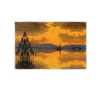 Tovagliette per tavolo da pranzo Set di 6 30,5 x 45,7 cm AKGFFDS Broken gold on the lake Stampa per hotel Family Banquet