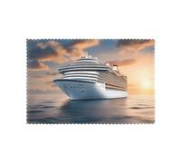 Tovagliette per tavolo da pranzo Set di 6 30,5 x 45,7 cm HHGFASD Cruise ship on the sea Pattern for hotel Family Banquet