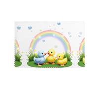 Tovagliette per tavolo da pranzo Set di 6 30,5 x 45,7 cm YTUOPWE Little yellow duck playing with bubble Picture for hotel Family Banquet
