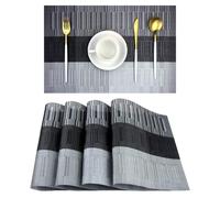 Tovagliette PIGCHCY in vinile lavabile, eleganti e resistenti, per tavolo da pranzo, set da 4 (nero)