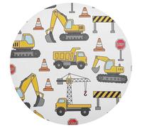 Tovagliette rotonde bianche con camion divertenti, resistenti al calore, antiscivolo, lavabili, per cucina, taglia unica ex6