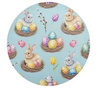 Tovagliette rotonde blu con simpatici coniglietti pasquali, resistenti al calore, antiscivolo, lavabili per la cucina, taglia unica ex6
