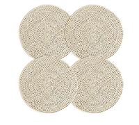 Tovagliette Rotonde da Portata da 30.8cm/12" Ecologiche e Naturali Fatte a Mano con Paglia Di Mais, Sottopiatto e Sottopentola Resistente al Calore (Set di 4)
